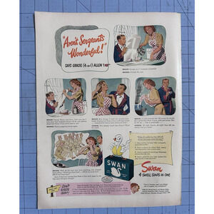 Vintage 1944 Swan Soap Aren't Sergeants Wonderful Gracie Allen Print Ad